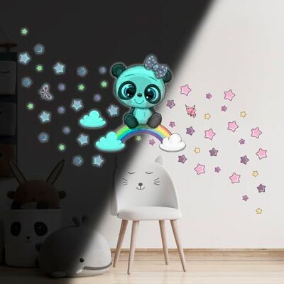 Ambiance Sticker Självlysande fosforescerande väggdekal barn tak fluorescerande panda på regnbåge H 95 x B 90 cm Ambiance Sticker Självlysande fosforescerande väggdekal barn tak fluorescerande panda på regnbåge H 95 x B 90 cm