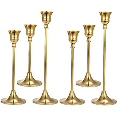 Anndason Uppsättning av 6 Värmeljushållare Ljusstakar i Guld, Avsmalnande Dekorativ Ljusstake Hållare för Heminredning, Bröllop, Matsal, Fest, Årsdag Anndason Uppsättning av 6 Värmeljushållare Ljusstakar i Guld, Avsmalnande Dekorativ Ljusstake Hållare för Heminredning, Bröllop, Matsal, Fest, Årsdag