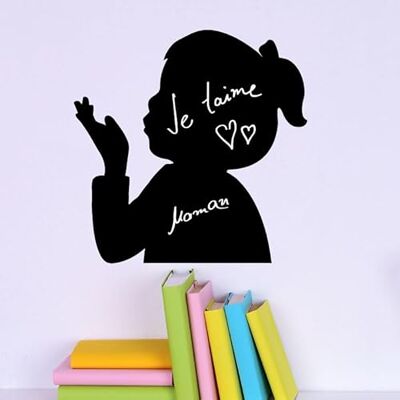 Ambiance Sticker Svart skiffer – självhäftande väggklistermärken – Little Girl Kisses – H110 x L 110 cm Ambiance Sticker Svart skiffer – självhäftande väggklistermärken – Little Girl Kisses – H110 x L 110 cm
