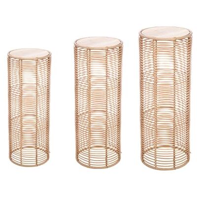 GILDE Set med 3 pelare rotin – cylindrisk – naturfärger – dekorativ design – polyrattan – höjd 79 cm x bredd 36 cm GILDE Set med 3 pelare rotin – cylindrisk – naturfärger – dekorativ design – polyrattan – höjd 79 cm x bredd 36 cm