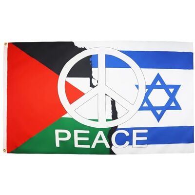 AZ FLAG Flagga Fred Israel Palestina 150x90 cm 100D Polyester 2 Öljetter Inom- och utomhusbruk israelisk dekorativ flagga dubbelsydda sömmar och förstärkta kanter med metallöljetter AZ FLAG Flagga Fred Israel Palestina 150x90 cm 100D Polyester 2 Öljetter Inom- och utomhusbruk israelisk dekorativ flagga dubbelsydda sömmar och förstärkta kanter med metallöljetter