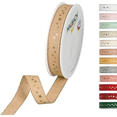 Halbach Seidenbänder 295 stjärnor presentband jul, polyester, natur, 15 mm x 18 m Halbach Seidenbänder 295 stjärnor presentband jul, polyester, natur, 15 mm x 18 m