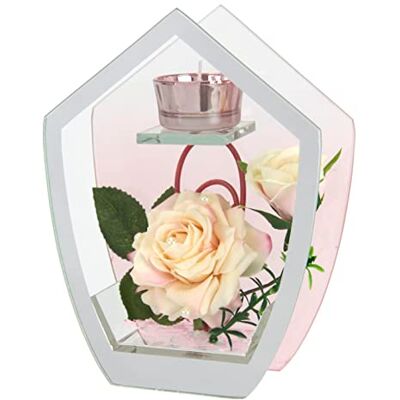 Flair Flower Värmeljushållare av glas med värmeljus, dekorerad med blomma, ros, ljus, ljushållare, bordsdekoration, värmeljusglas, lykta, romantisk dekoration, objekt, bröllopsdekoration Flair Flower Värmeljushållare av glas med värmeljus, dekorerad med blomma, ros, ljus, ljushållare, bordsdekoration, värmeljusglas, lykta, romantisk dekoration, objekt, bröllopsdekoration