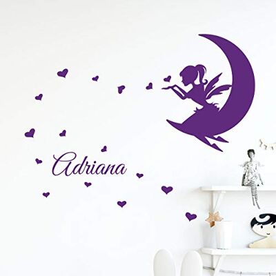 Ambiance Sticker Personligt förnamn klistermärken Klistermärke Fe on the Moon väggdekoration för barnrum 2 ark 30 x 20 cm och 60 x 25 cm lila Ambiance Sticker Personligt förnamn klistermärken Klistermärke Fe on the Moon väggdekoration för barnrum 2 ark 30 x 20 cm och 60 x 25 cm lila