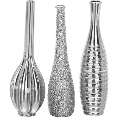 Deco 79 keramisk knoppvas med varierande mönster, set med 7 cm W, 30 cm H, silver Deco 79 keramisk knoppvas med varierande mönster, set med 7 cm W, 30 cm H, silver
