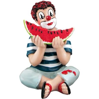 GILDE clown dekorationsfigur clown 'sommarsnack' – clownfigur sitter med melon – flerfärgad höjd 8 cm GILDE clown dekorationsfigur clown 'sommarsnack' – clownfigur sitter med melon – flerfärgad höjd 8 cm