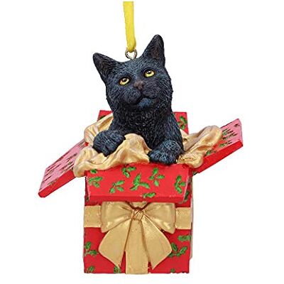Nemesis Now Lisa Parker Svart Katt Hängande Prydnad 9 cm Festlig Juldekoration i Harts, Skickligt Handmålad Nemesis Now Lisa Parker Svart Katt Hängande Prydnad 9 cm Festlig Juldekoration i Harts, Skickligt Handmålad
