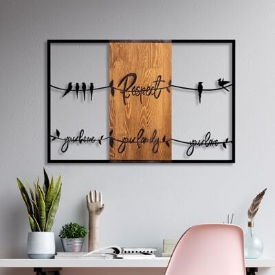 Wallity Elegant dekorativa väggtillbehör i trä, valnöt och svart, 88 x 57 cm 100% trä (3 cm) och metall (1,5 mm) Easy Wall-Mount Design för snygg dekoration Wallity Elegant dekorativa väggtillbehör i trä, valnöt och svart, 88 x 57 cm 100% trä (3 cm) och metall (1,5 mm) Easy Wall-Mount Design för snygg dekoration
