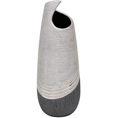 Dekohelden24 Ädel modern dekoration designer keramisk vas vågformad i silvergrå, våg 32 cm Dekohelden24 Ädel modern dekoration designer keramisk vas vågformad i silvergrå, våg 32 cm