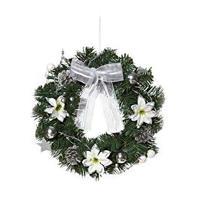 HEITMANN DECO – julkrans – dörrkrans – väggkrans – dekorerad krans av grangrenar – grön, vit, silver HEITMANN DECO – julkrans – dörrkrans – väggkrans – dekorerad krans av grangrenar – grön, vit, silver