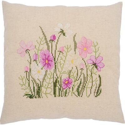 Vervaco korsstygn broderiförpackningar förtryckta kuddar broderi set nybörjare rosa blommor broderiset örngott med dragkedja dekorativ kudde 40 x 40 cm gör-det-själv dekoration pysselset hus Vervaco korsstygn broderiförpackningar förtryckta kuddar broderi set nybörjare rosa blommor broderiset örngott med dragkedja dekorativ kudde 40 x 40 cm gör-det-själv dekoration pysselset hus