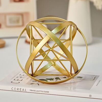HLQMFHT 17,78 cm geometrisk metallskulptur, geometrisk skulptur i metall, bordsdekor för vardagsrum, arbetsrum, sovrum, modern heminredning accenter HLQMFHT 17,78 cm geometrisk metallskulptur, geometrisk skulptur i metall, bordsdekor för vardagsrum, arbetsrum, sovrum, modern heminredning accenter