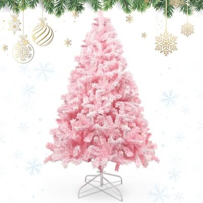 AGM Julgran 1,5 m, snöbeströdd konstgjord rosa julgran med 600 grenspetsar, utomhus julgran för juldekorationer AGM Julgran 1,5 m, snöbeströdd konstgjord rosa julgran med 600 grenspetsar, utomhus julgran för juldekorationer