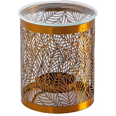 ZEN ARÔME Elegant metallparfym brännare med laserskurna blad naturmönster förtrollad atmosfär raffinerat hantverk aromaterapi lätt modern doftande interiör H 10,5 cm Zen'arome ZEN ARÔME Elegant metallparfym brännare med laserskurna blad naturmönster förtrollad atmosfär raffinerat hantverk aromaterapi lätt modern doftande interiör H 10,5 cm Zen'arome