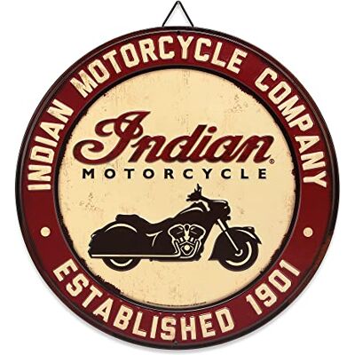 Open Road Brands Indian Motorcycle Company Round Metal Sign Vintage Indian Motorcycle Company Sign for Garage, Shop or Man Cave Open Road Brands Indian Motorcycle Company Round Metal Sign Vintage Indian Motorcycle Company Sign for Garage, Shop or Man Cave