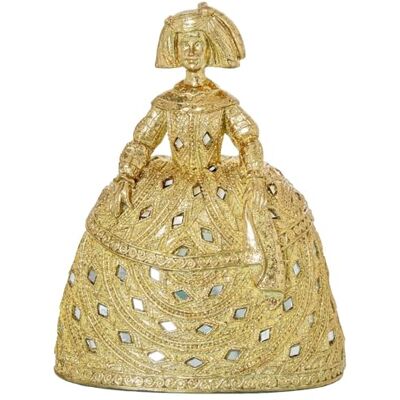 DRW Figur av en menina i harts och speglar i guld, 17,5 x 13 x 22 cm DRW Figur av en menina i harts och speglar i guld, 17,5 x 13 x 22 cm