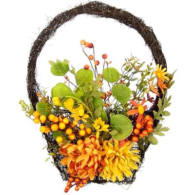 Flair Flower Höstkrans av rotting för ytterdörren med krysantemum bär höstlöv dekorationer för höst dörrkrans dörrdekoration höstdekoration för halloween skördefest skörd hem utomhus och inomhus Flair Flower Höstkrans av rotting för ytterdörren med krysantemum bär höstlöv dekorationer för höst dörrkrans dörrdekoration höstdekoration för halloween skördefest skörd hem utomhus och inomhus