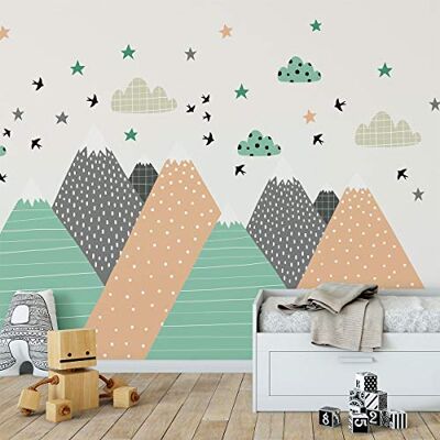 Ambiance Sticker Väggklistermärke barn dekor gigantiska skandinaviska berg för babyrum Darinka 70 x 140 cm Ambiance Sticker Väggklistermärke barn dekor gigantiska skandinaviska berg för babyrum Darinka 70 x 140 cm