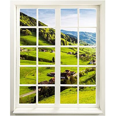 WallSpirit Väggtatuering – fönster med utsikt "Schwarzwald" 83 x 100 cm – väggklistermärke – väggklistermärke WallSpirit Väggtatuering – fönster med utsikt "Schwarzwald" 83 x 100 cm – väggklistermärke – väggklistermärke