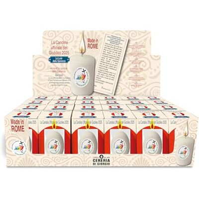 Cereria Di Giorgio 24-pack officiella jubileumsljus 2025 display stativ diameter 4 cm höjd 7 cm med den officiella bön för jubileet 2025 översatt till 8 språk Cereria Di Giorgio 24-pack officiella jubileumsljus 2025 display stativ diameter 4 cm höjd 7 cm med den officiella bön för jubileet 2025 översatt till 8 språk