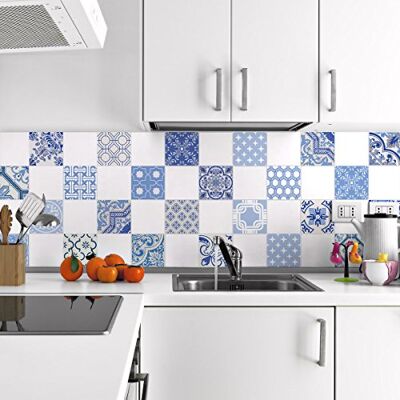 Ambiance Sticker Förpackning med 24 självhäftande cement Azulejos väggklistermärken (20 x 20 cm) Ambiance Sticker Förpackning med 24 självhäftande cement Azulejos väggklistermärken (20 x 20 cm)