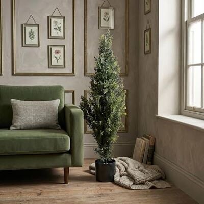 WELL HOME MOBILIARIO & DECORACIÓN Well Home stor realistisk dekorativ konstgjord växt för inomhusbruk: 90 cm konstgjord ceder WELL HOME MOBILIARIO & DECORACIÓN Well Home stor realistisk dekorativ konstgjord växt för inomhusbruk: 90 cm konstgjord ceder