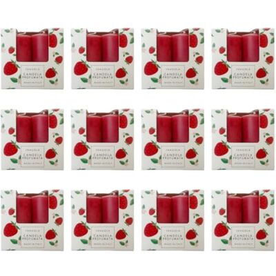 Cereria Di Giorgio Promokit med 12 förpackningar med 4 doftljus jordgubbar (48 ljus) i veganskt vax ficksäsong vår/sommar tillverkad i Italien Cereria Di Giorgio Promokit med 12 förpackningar med 4 doftljus jordgubbar (48 ljus) i veganskt vax ficksäsong vår/sommar tillverkad i Italien