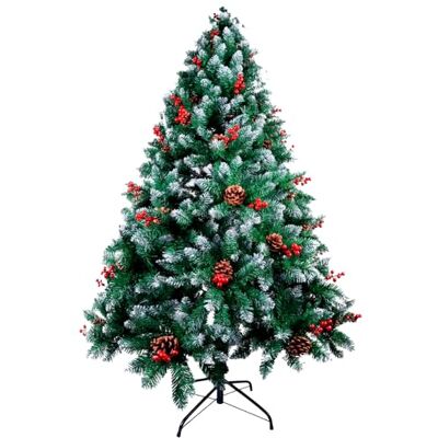 OFITURIA Naturlig grön julgran med snö och röda bär, snöig julgran, Julbelysning tillval, Julgran dekoration till din smak, Tree skämt OFITURIA Naturlig grön julgran med snö och röda bär, snöig julgran, Julbelysning tillval, Julgran dekoration till din smak, Tree skämt
