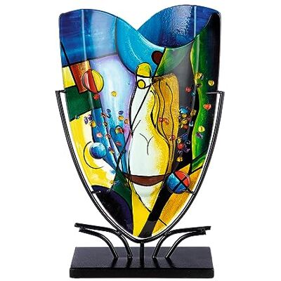 ART GILDE Glas konst dekorativ vas av glas på metallfot – dekoration vardagsrum – presenter till kvinnor födelsedag jul – flerfärgad höjd 47 cm ART GILDE Glas konst dekorativ vas av glas på metallfot – dekoration vardagsrum – presenter till kvinnor födelsedag jul – flerfärgad höjd 47 cm