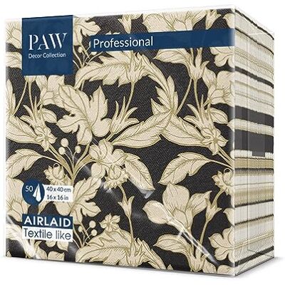 PAW Decor Collection PAW – servetter av Airlaid – tygliknande (40 x 40 cm) I 50 stycken I perfekt för bröllop, dop, nattvardsgång, födelsedag I tygservetter – guld, blad, blomI, svart I färg: blommigt mönster PAW Decor Collection PAW – servetter av Airlaid – tygliknande (40 x 40 cm) I 50 stycken I perfekt för bröllop, dop, nattvardsgång, födelsedag I tygservetter – guld, blad, blomI, svart I färg: blommigt mönster