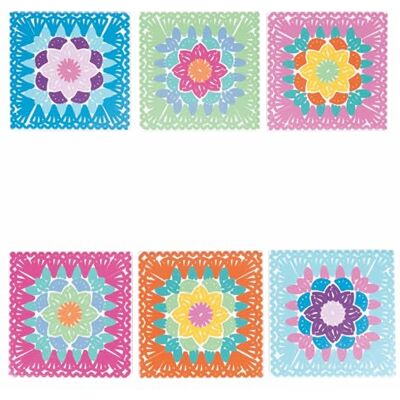 Tivoli Set med 6 dekorativa keramiska plattor, korkbotten, 20 x 20 cm, virkad Tivoli Set med 6 dekorativa keramiska plattor, korkbotten, 20 x 20 cm, virkad
