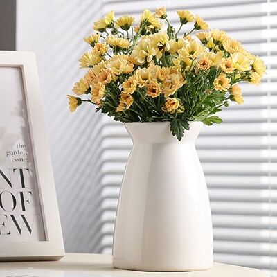 HJN Vit keramisk vas blomvas för mittpirces, modern bondgård heminredning vas, handgjord vit vas för heminredning/entré/spisel/bokhylla HJN Vit keramisk vas blomvas för mittpirces, modern bondgård heminredning vas, handgjord vit vas för heminredning/entré/spisel/bokhylla