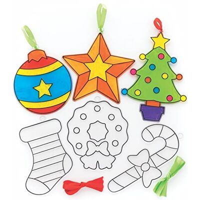 Baker Ross Jul solfångare dekoration, 10-pack, barn måla din egen juldekoration, julgranskulor konst och hantverk (FC230) Baker Ross Jul solfångare dekoration, 10-pack, barn måla din egen juldekoration, julgranskulor konst och hantverk (FC230)