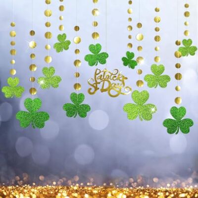 Cheerland Glitter St. Patricks Day girlang banderollkit Saint Patricks festdekorationer fyrklöver kransar banderoll streamare bakgrund hängande dekoration för vår födelsedag baby shower irländska fester Cheerland Glitter St. Patricks Day girlang banderollkit Saint Patricks festdekorationer fyrklöver kransar banderoll streamare bakgrund hängande dekoration för vår födelsedag baby shower irländska fester