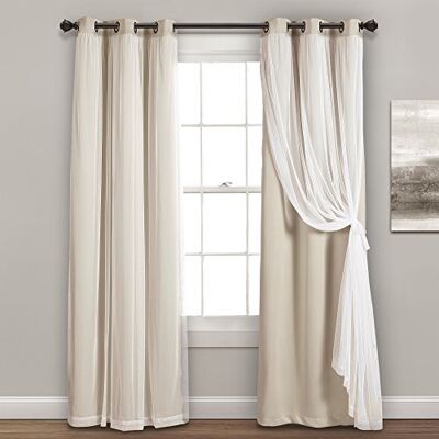 Lush Decor Frodig dekor skira öljettgardiner panel med isolerat mörkläggningsfoder, mörkläggningsgardiner för rum (par), 96 cm B x 213 cm L, vete Lush Decor Frodig dekor skira öljettgardiner panel med isolerat mörkläggningsfoder, mörkläggningsgardiner för rum (par), 96 cm B x 213 cm L, vete