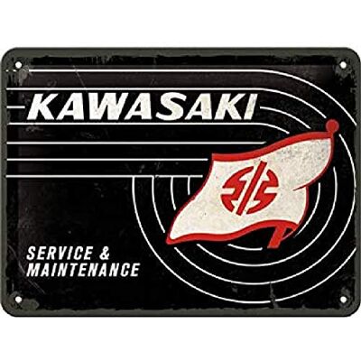 ART Retro plåtskylt Kawasaki – Tank Logo – presentidé för motorcykelfans, tillverkad av metall, vintage design för dekoration, 15 x 20 cm ART Retro plåtskylt Kawasaki – Tank Logo – presentidé för motorcykelfans, tillverkad av metall, vintage design för dekoration, 15 x 20 cm