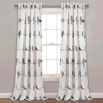 Lush Decor Luxuös dekor fönstergardin panel par, blå och grå, 84 tum x 52 tum Lush Decor Luxuös dekor fönstergardin panel par, blå och grå, 84 tum x 52 tum