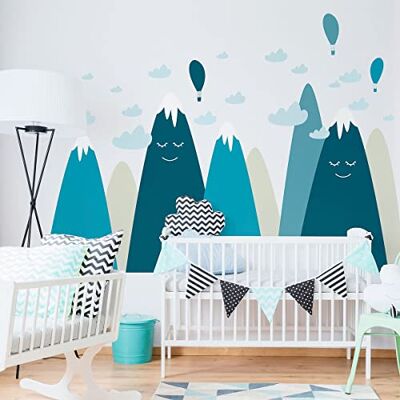 Ambiance Sticker Väggklistermärken för barn babyrumsdekoration jätteväggdekal barn skandinaviska berg AMAKA 40 x 60 cm Ambiance Sticker Väggklistermärken för barn babyrumsdekoration jätteväggdekal barn skandinaviska berg AMAKA 40 x 60 cm