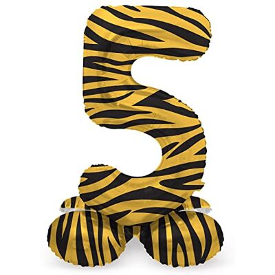 Folat 63955 ballong födelsedag stående siffra 5 tiger chic lejon brun svart 72 cm dekoration födelsedagsdekoration, ballongnummer, ingen helium krävs, färgglad Folat 63955 ballong födelsedag stående siffra 5 tiger chic lejon brun svart 72 cm dekoration födelsedagsdekoration, ballongnummer, ingen helium krävs, färgglad