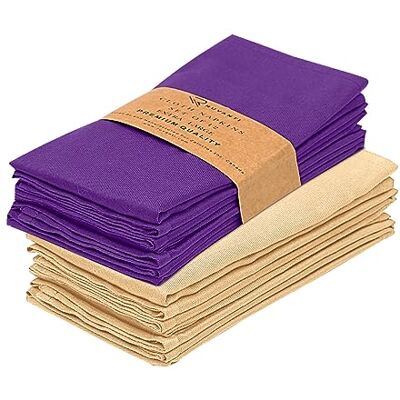 Ruvanti Servetter 30-pack 45 x 45 cm middagsbordsservetter, mjuk, bekväm bomullsberik, elfenbensguld och lila servett, återanvändbara linneservetter till jul, middag, bröllop, bar, cocktailparty. Ruvanti Servetter 30-pack 45 x 45 cm middagsbordsservetter, mjuk, bekväm bomullsberik, elfenbensguld och lila servett, återanvändbara linneservetter till jul, middag, bröllop, bar, cocktailparty.