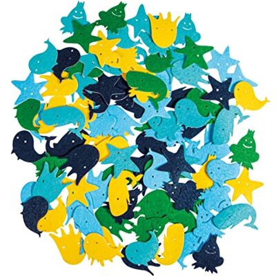 Rayher Filtmotiv havsblandning, ca 4 cm, 100 stycken, självhäftande, färger/motiv, blandade, filt klistermärken för dekoration, 43002999 Rayher Filtmotiv havsblandning, ca 4 cm, 100 stycken, självhäftande, färger/motiv, blandade, filt klistermärken för dekoration, 43002999