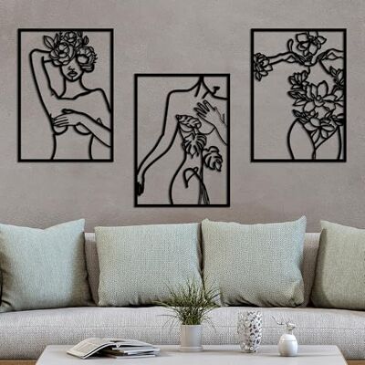 Wallity Snygga svarta dekorativa metallväggtillbehör (3 stycken), 50 x 70 cm 100% metall, 1,5 mm tjock Perfekt för modern heminredning och galleriväggar Wallity Snygga svarta dekorativa metallväggtillbehör (3 stycken), 50 x 70 cm 100% metall, 1,5 mm tjock Perfekt för modern heminredning och galleriväggar