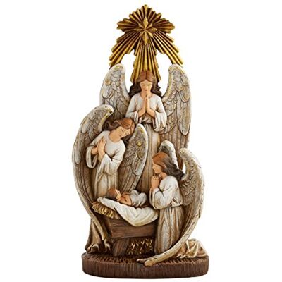 Avalon Gallery CBC grupp advent och jul hartsfigur, 33 cm, änglar i tillbedjan Avalon Gallery CBC grupp advent och jul hartsfigur, 33 cm, änglar i tillbedjan
