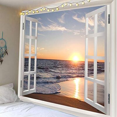 Homiest 3D hav gobeläng vägg hängande sol solnedgång hav strand landskap gobeläng fönster gobelänger för sovrum vardagsrum heminredning 130 x 145 cm Homiest 3D hav gobeläng vägg hängande sol solnedgång hav strand landskap gobeläng fönster gobelänger för sovrum vardagsrum heminredning 130 x 145 cm