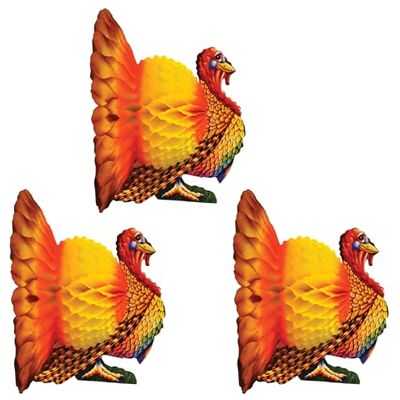 Beistle S99066AZ3 3-delat papperspapper kalkon bordsuppsatser för Thanksgiving dag fest dekoration, höst skörd heminredning, brun/röd/orange/gul Beistle S99066AZ3 3-delat papperspapper kalkon bordsuppsatser för Thanksgiving dag fest dekoration, höst skörd heminredning, brun/röd/orange/gul