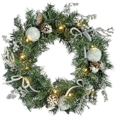 WeRChristmas 60 cm, upplyst krans, upplyst, 20 kallvita LED-lampor, silver/ice WeRChristmas 60 cm, upplyst krans, upplyst, 20 kallvita LED-lampor, silver/ice