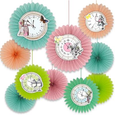 Talking Tables 10 x Alice in Wonderland Nyfiken Klocka Fans Paper Hängande Dekoration för Barn Födelsedagar, Mad Hatter Tea Party, Nederland, Baby Shower Talking Tables 10 x Alice in Wonderland Nyfiken Klocka Fans Paper Hängande Dekoration för Barn Födelsedagar, Mad Hatter Tea Party, Nederland, Baby Shower