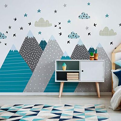Ambiance Sticker Väggklistermärke barn dekoration jätteskandinaviska berg för Janeka baby sovrum 55 x 110 cm Ambiance Sticker Väggklistermärke barn dekoration jätteskandinaviska berg för Janeka baby sovrum 55 x 110 cm