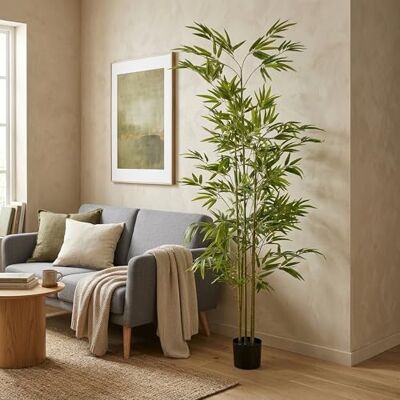 WELL HOME MOBILIARIO & DECORACIÓN Well Home stor realistisk dekorativ konstgjord växt för inomhusbruk: konstgjord bambu 190 cm WELL HOME MOBILIARIO & DECORACIÓN Well Home stor realistisk dekorativ konstgjord växt för inomhusbruk: konstgjord bambu 190 cm