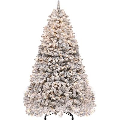 YITAHOME 6 fot förupplyst konstgjord julgran med 250 inbyggd LED, full snöflockad tall med 800 flockade spetsar, vikbar metallram och stativ, pop up-julgran för hemmafest, 182 x Φ95 cm YITAHOME 6 fot förupplyst konstgjord julgran med 250 inbyggd LED, full snöflockad tall med 800 flockade spetsar, vikbar metallram och stativ, pop up-julgran för hemmafest, 182 x Φ95 cm